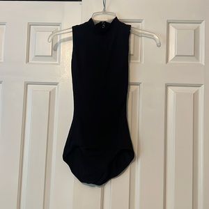 Black high neck open back dance leotard